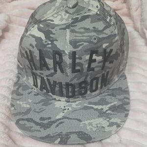 Harley-Davidson Gray Camo Snapback Cap with Black Lettering